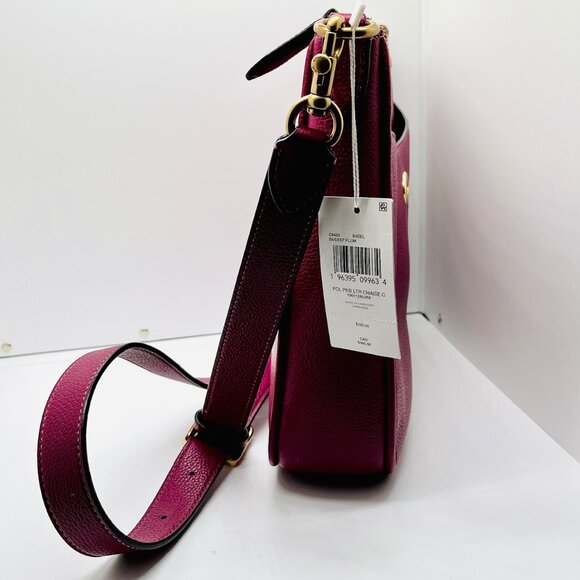 Coach Polished Pebble Leather Crossbody Bag in Deep Plum (Includes Dust Bag) NWT - Picture 9 of 12
